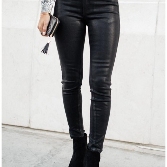 waxed skinny jeans